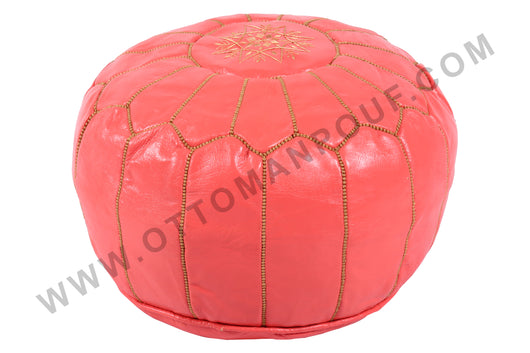 Pink leather Pouf 20
