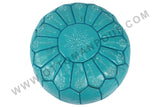 Bright turquoise leather pouf 18