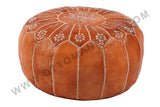 Cinnamon embroidered leather Pouf 8