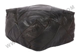 Black cubic leather pouf 13