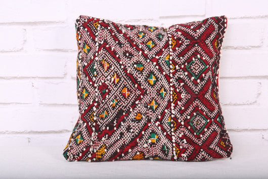 Vintage Moroccan pillow rug 12.9 inches X 13.3 inches