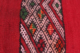 Red Moroccan pillow rug 13.3 inches X 24.4 inches