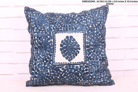 Wonderful Blue and White Moroccan Pillow 16.9 inches X 16.9 inches