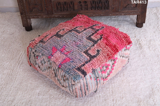 Moroccan azilal handmade ottoman pink pouf