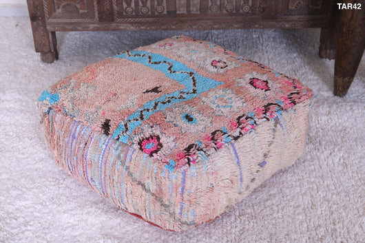 Moroccan berber colorful old azilal rug pouf