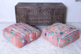 Moroccan handmade azilal two ottoman rug poufs