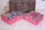 Two moroccan berber handmade rug pink pouf
