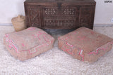 Two moroccan handmade kilim berber rug poufs