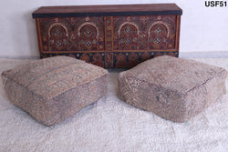 Two moroccan berber handmade ottoman rug poufs