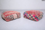 Two handmade moroccan azilal colorful pouf